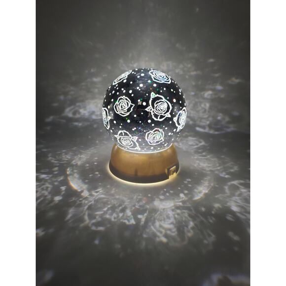 NIB Cracker Barrel Acrylic Rose Glitter Mirror Globe LED 6" T - Picture 2 of 6